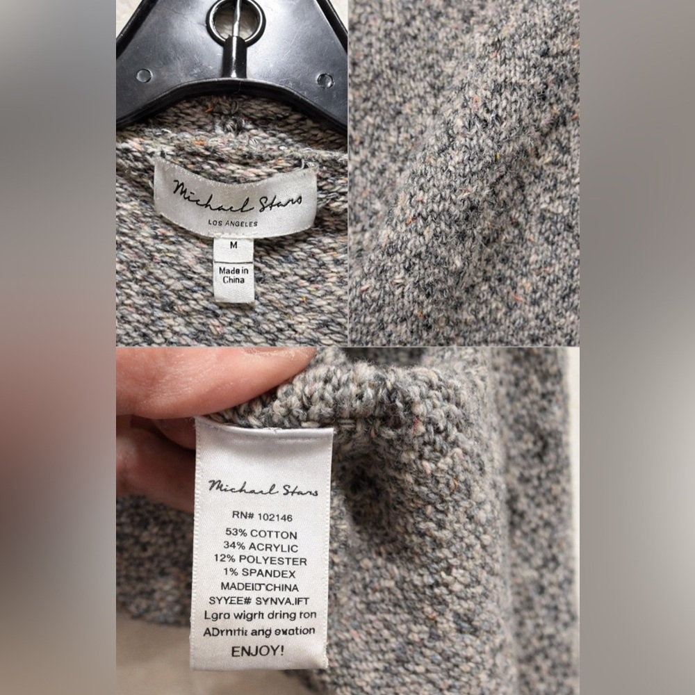 Michael Stars Gray Marled Waterfall Cardigan - Picture 3 of 8
